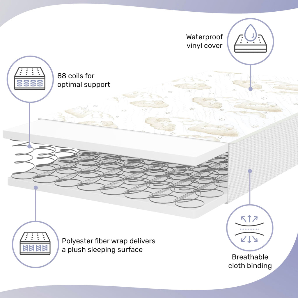 2-in-1 Breathable Spring Coil Crib & Toddler Mattress G9731