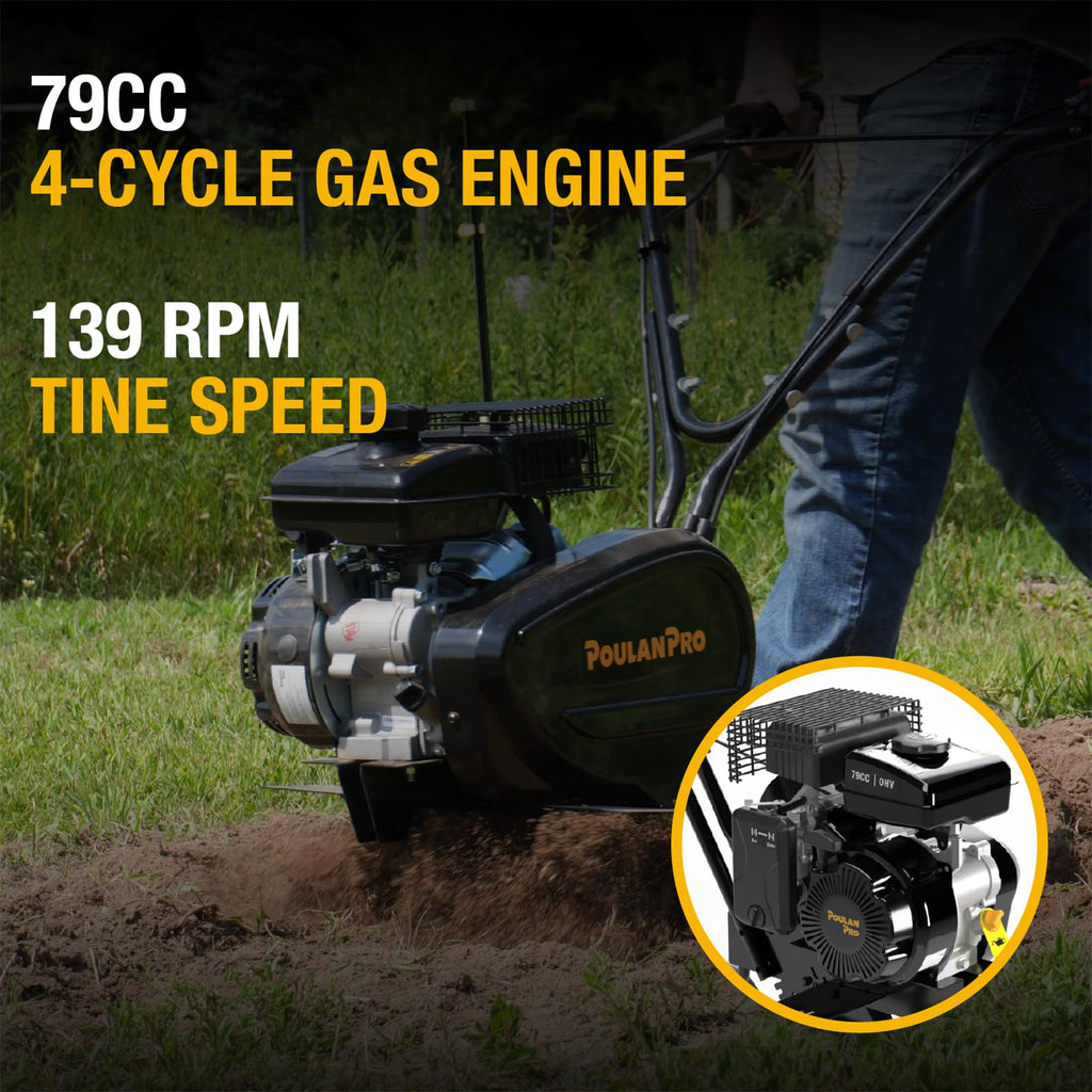 2 in 1 Gas Tiller Cultivator with 79 cc Engine and Adjustable Tilling Width E779455