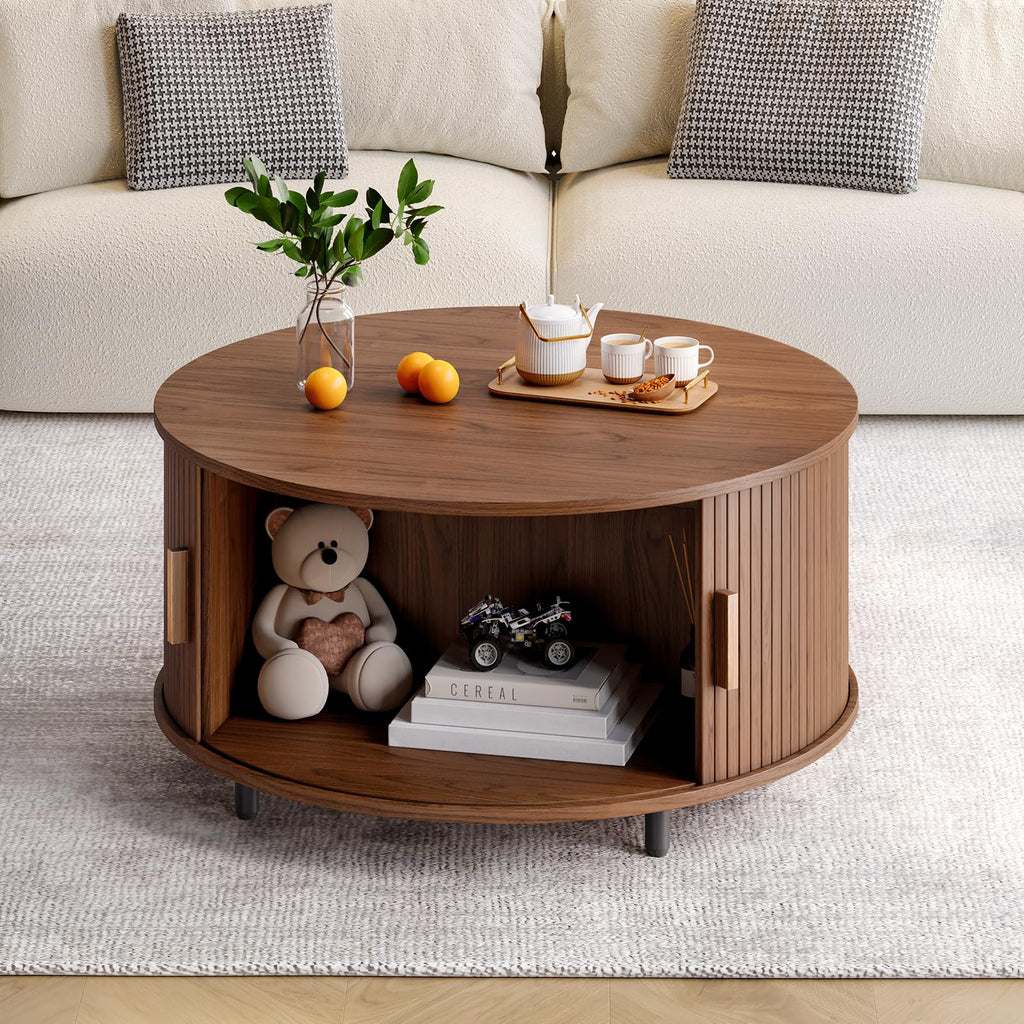 31.5" Round Coffee Table with Storage Q412447