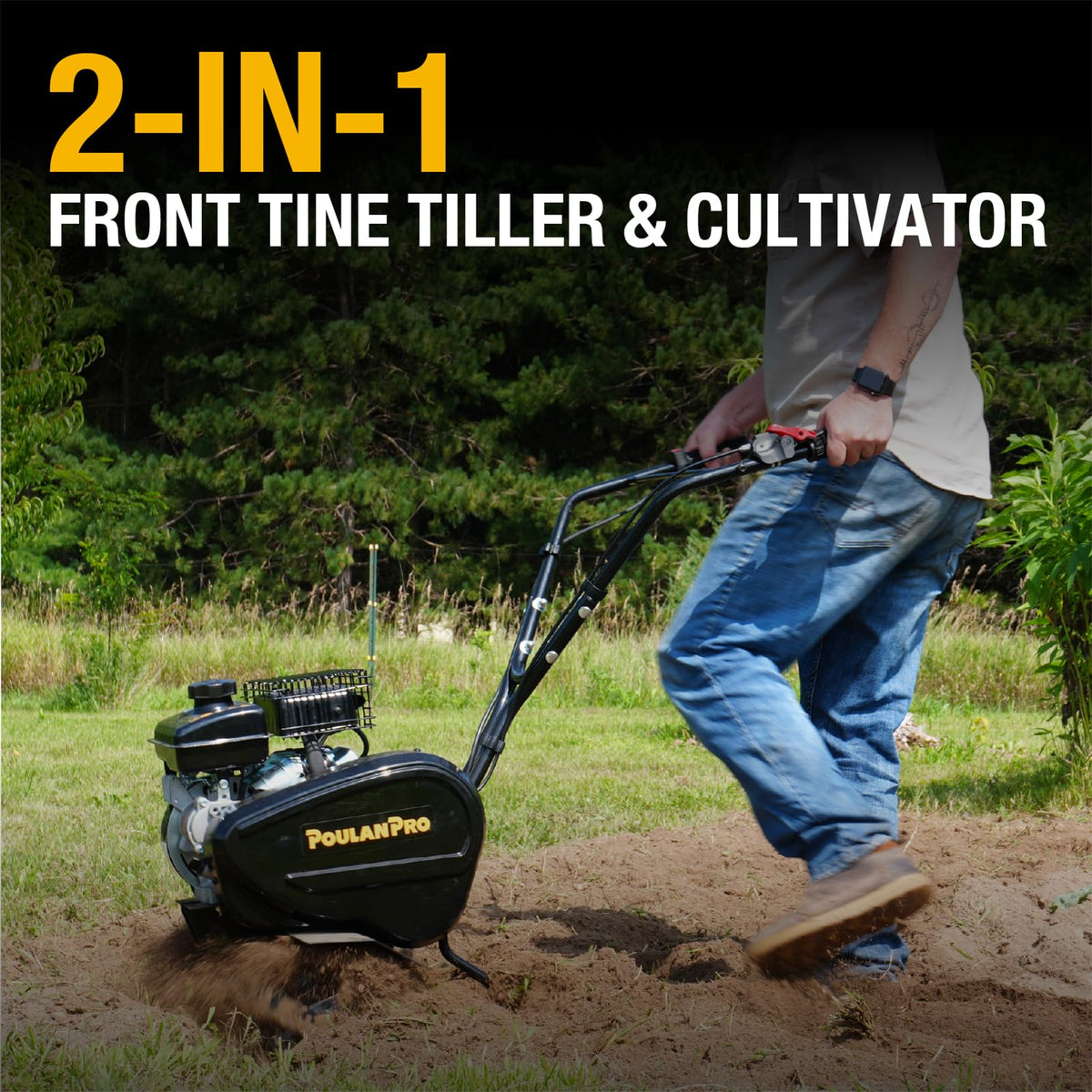 2 in 1 Gas Tiller Cultivator with 79 cc Engine and Adjustable Tilling Width E779455