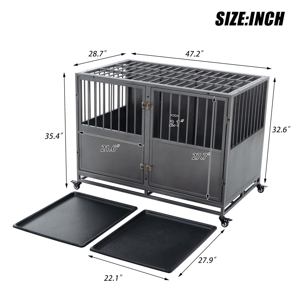 48 inch Heavy Duty Folding Metal Dog Cage with Divider Panel K160