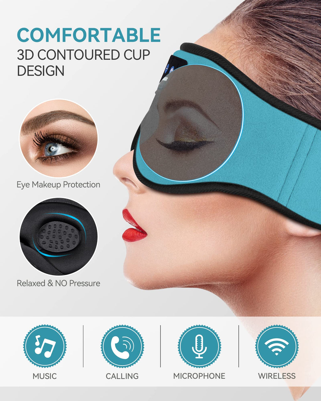 3D Bluetooth Wireless Headband Sleep Mask, Pack of 2 M3119