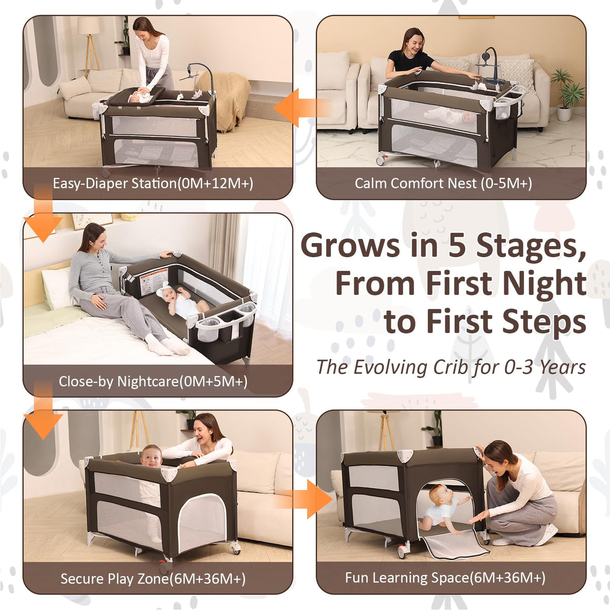 5-in-1 Baby Bassinet Bedside Sleeper L4655
