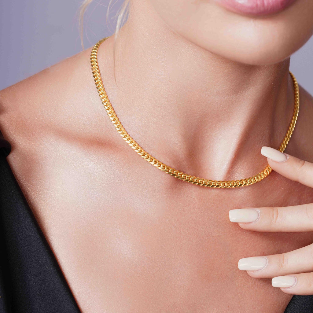 5.5mm Gold Vermeil Sterling Silver Cuban Link Chain Necklace F72399