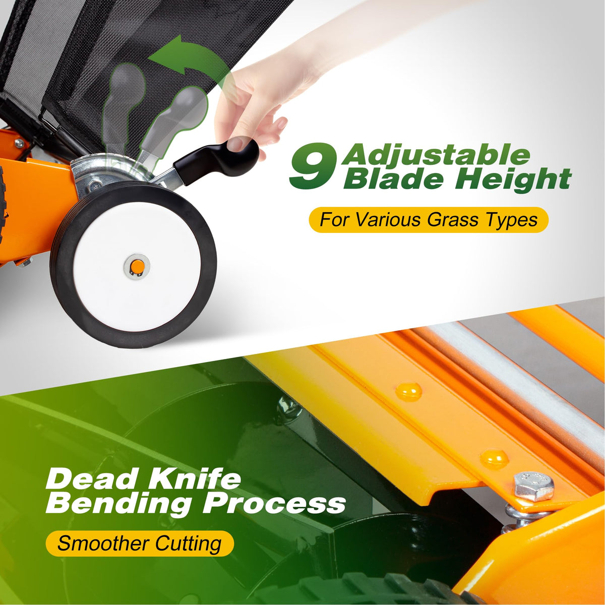 20-Inch 5-Blade Manual Reel Lawn Mower with Grass Catcher P5252