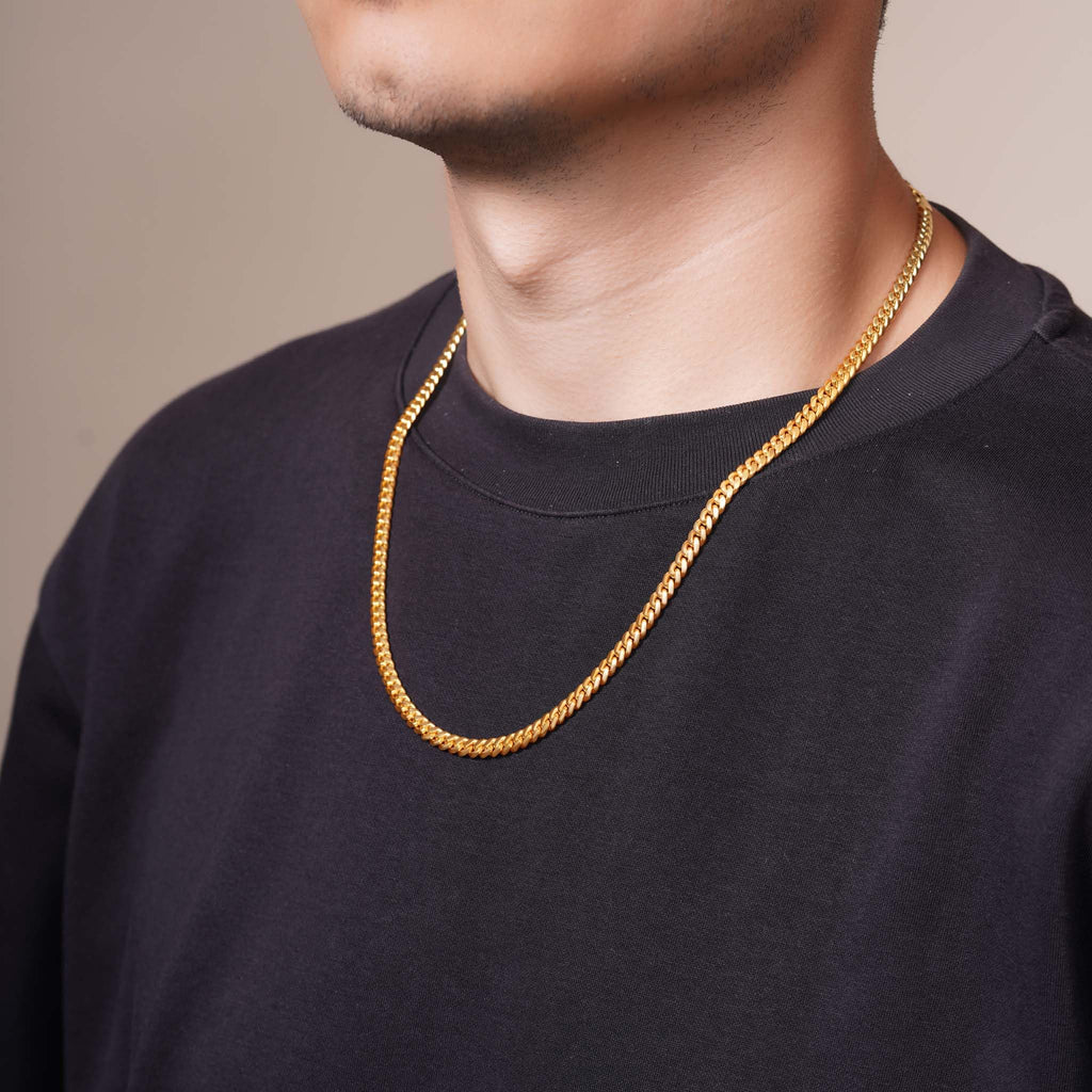 5.5mm Gold Vermeil Sterling Silver Cuban Link Chain Necklace F72399