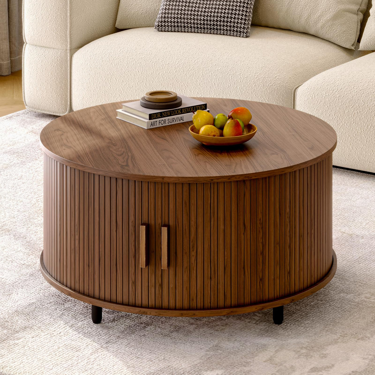 31.5" Round Coffee Table with Storage Q412447