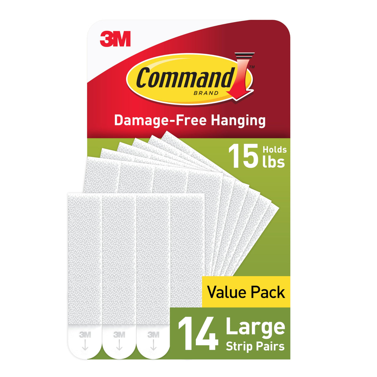 15 lb Large Picture Hanging Strips 14 Pairs White Adhesive K3343