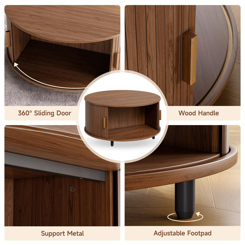 31.5" Round Coffee Table with Storage Q412447