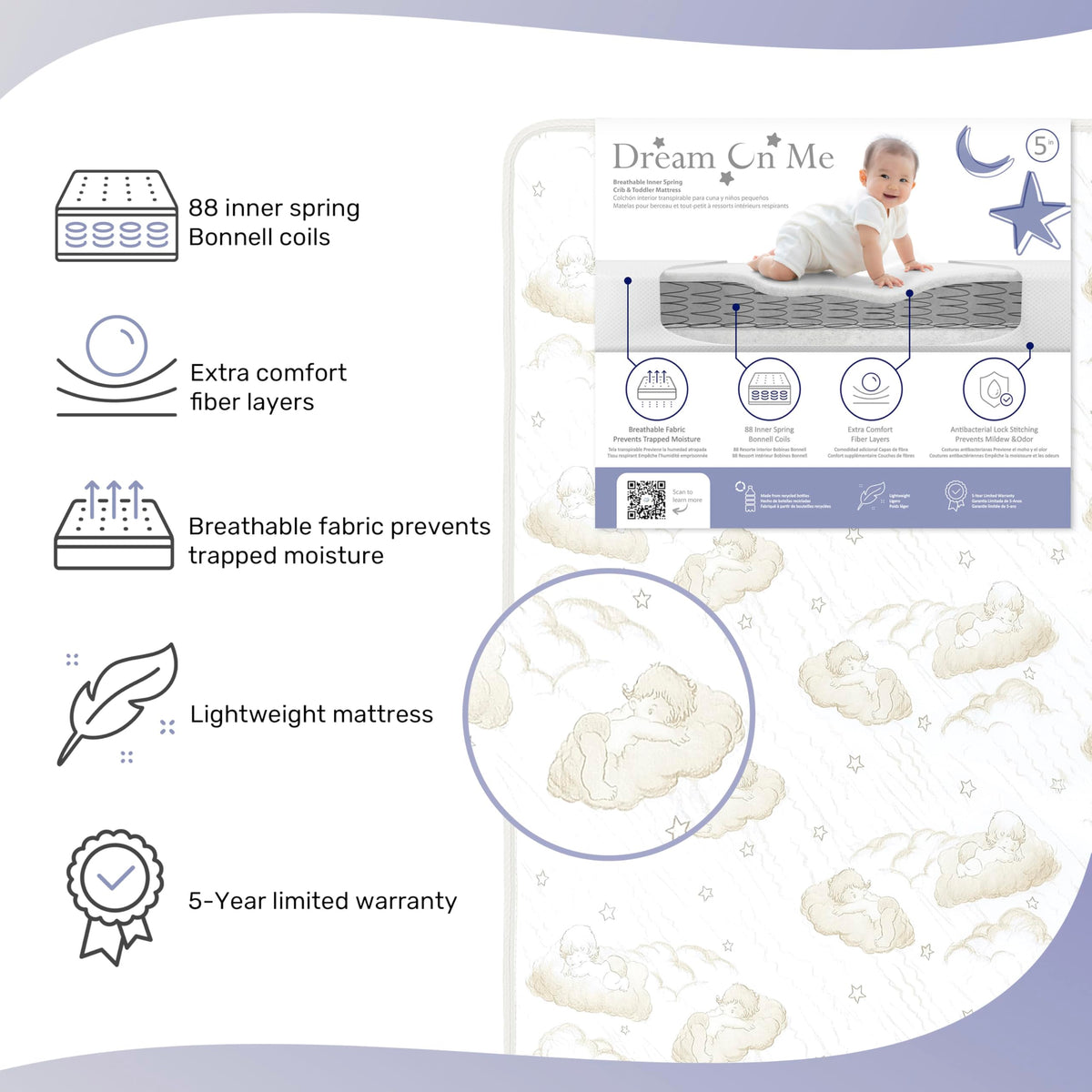 2-in-1 Breathable Spring Coil Crib & Toddler Mattress G9731