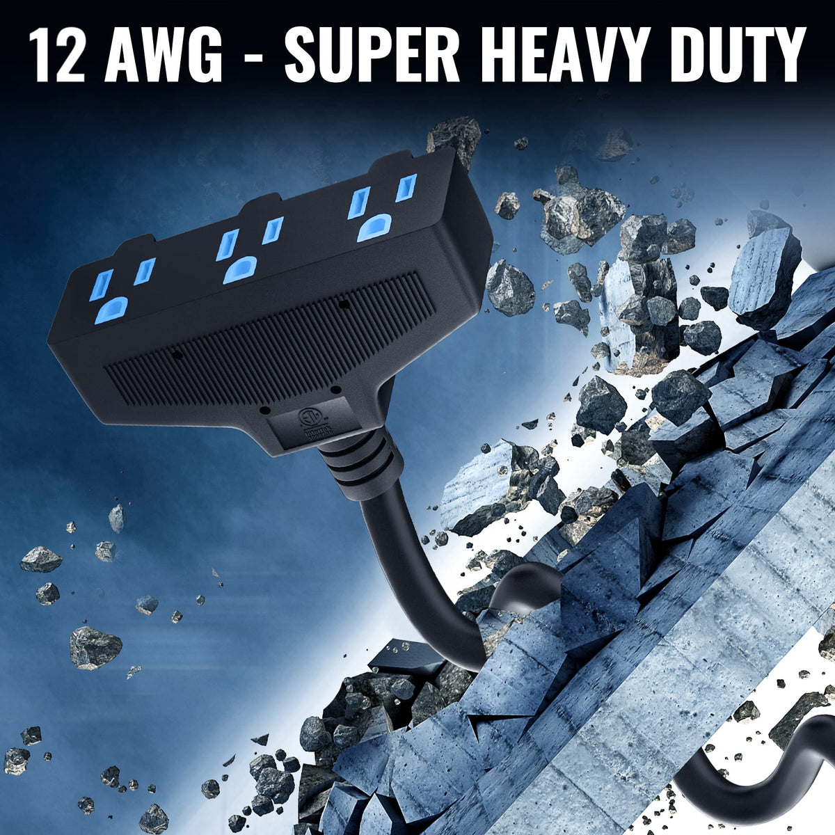 100 Ft 3 Outlet 12 Gauge Heavy Duty Outdoor Extension Cord A506