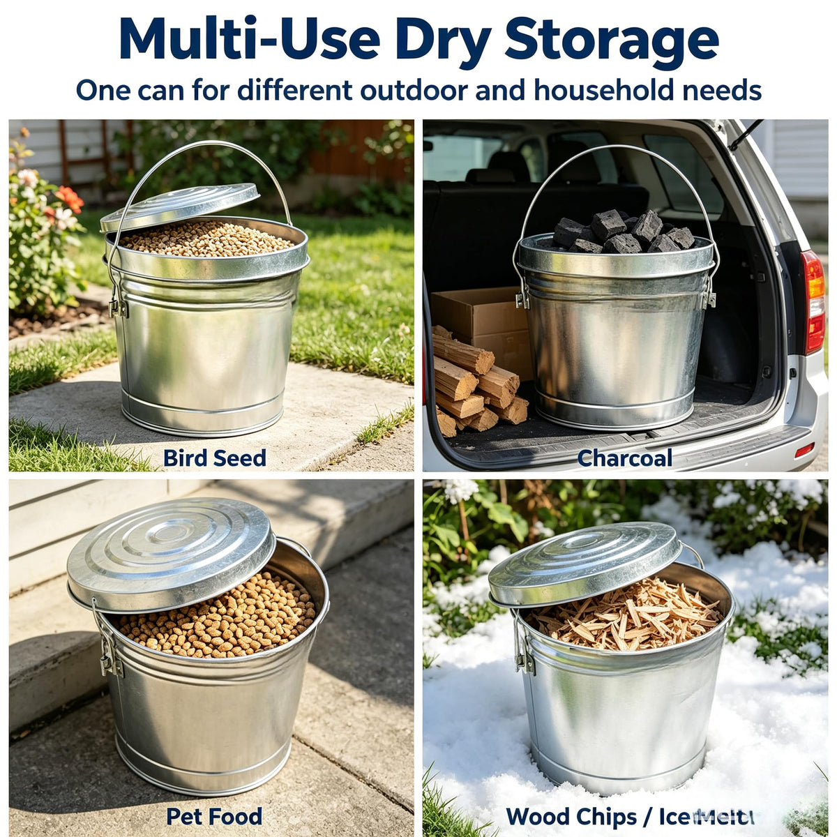 6 Gal Galvanized Steel Storage Can Locking Lid C39436