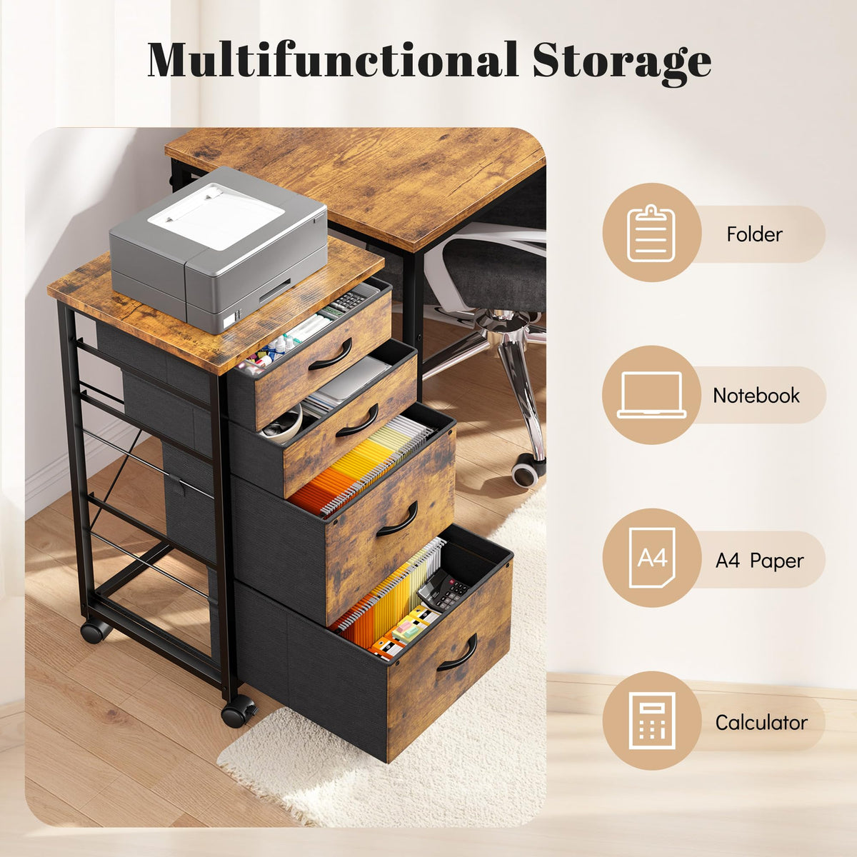 4 Drawer Rolling File Cabinet A44967
