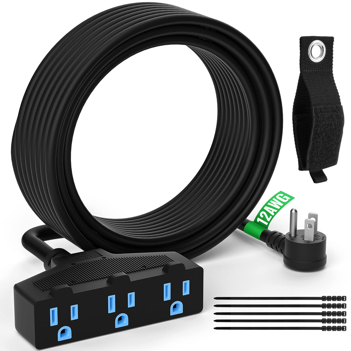 100 Ft 3 Outlet 12 Gauge Heavy Duty Outdoor Extension Cord A506