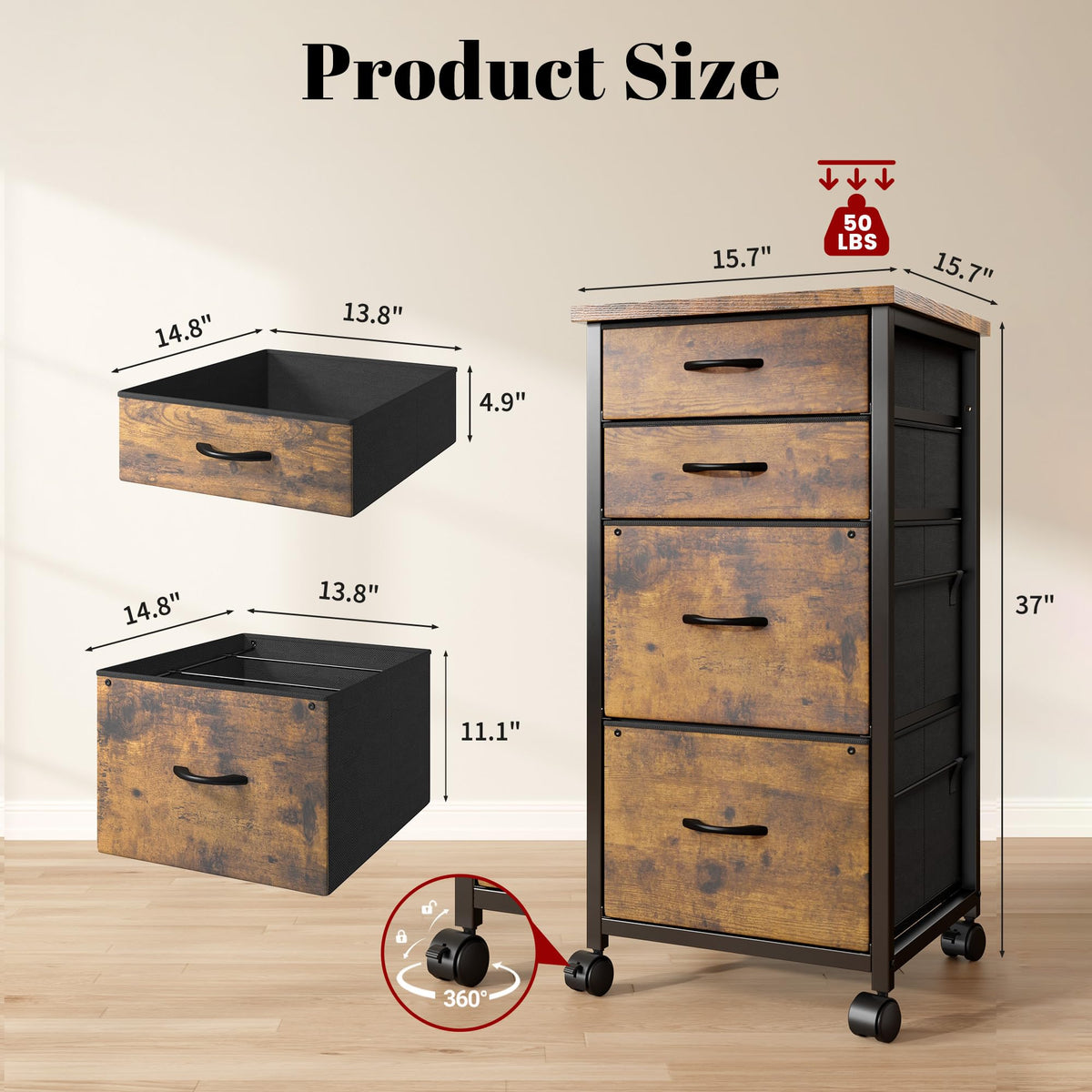 4 Drawer Rolling File Cabinet A44967