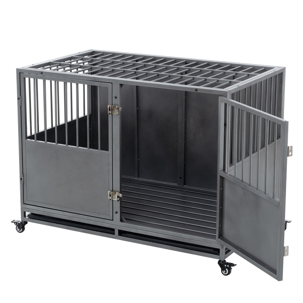48 inch Heavy Duty Folding Metal Dog Cage with Divider Panel K160