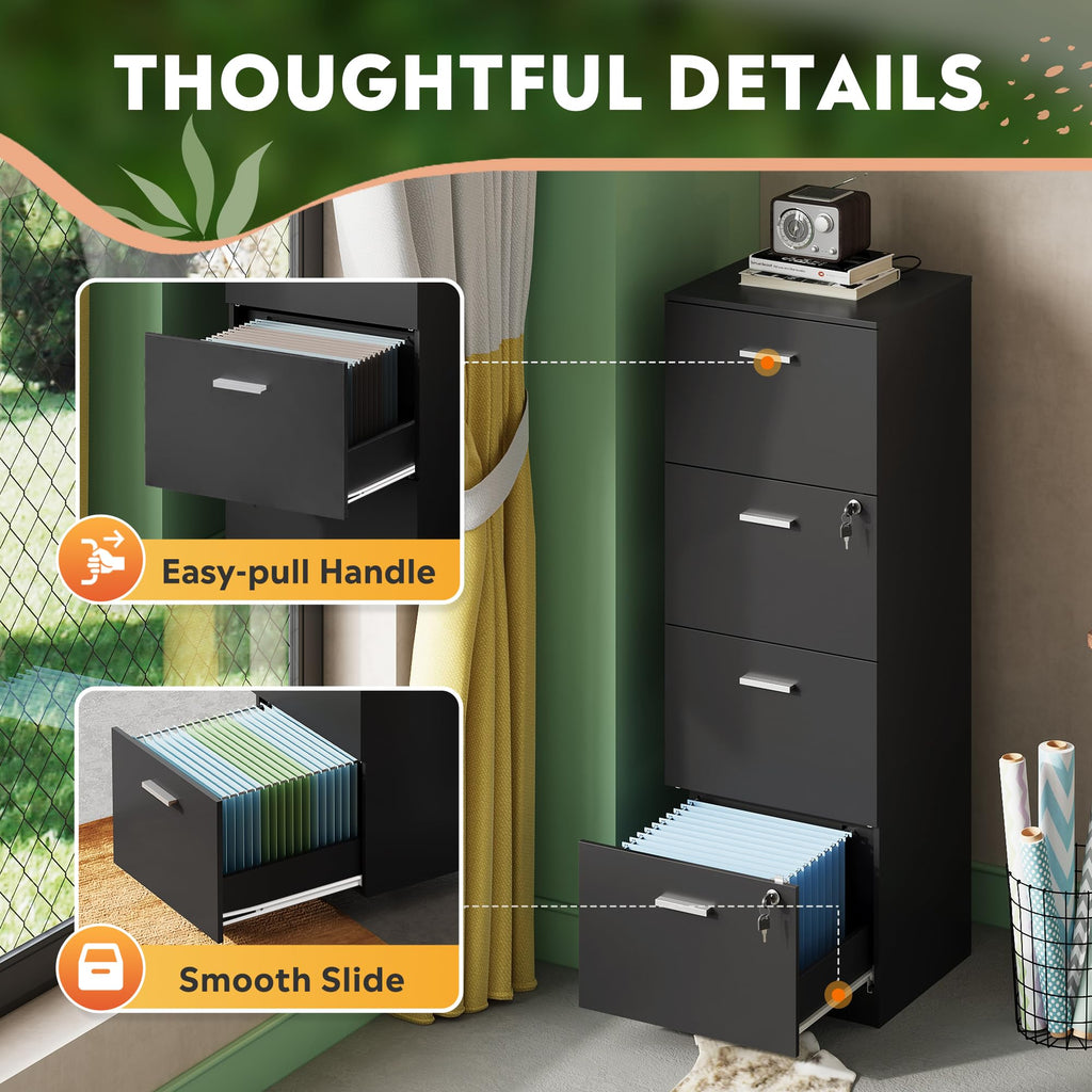 4 Drawer Wood File Cabinet with Lock U88875