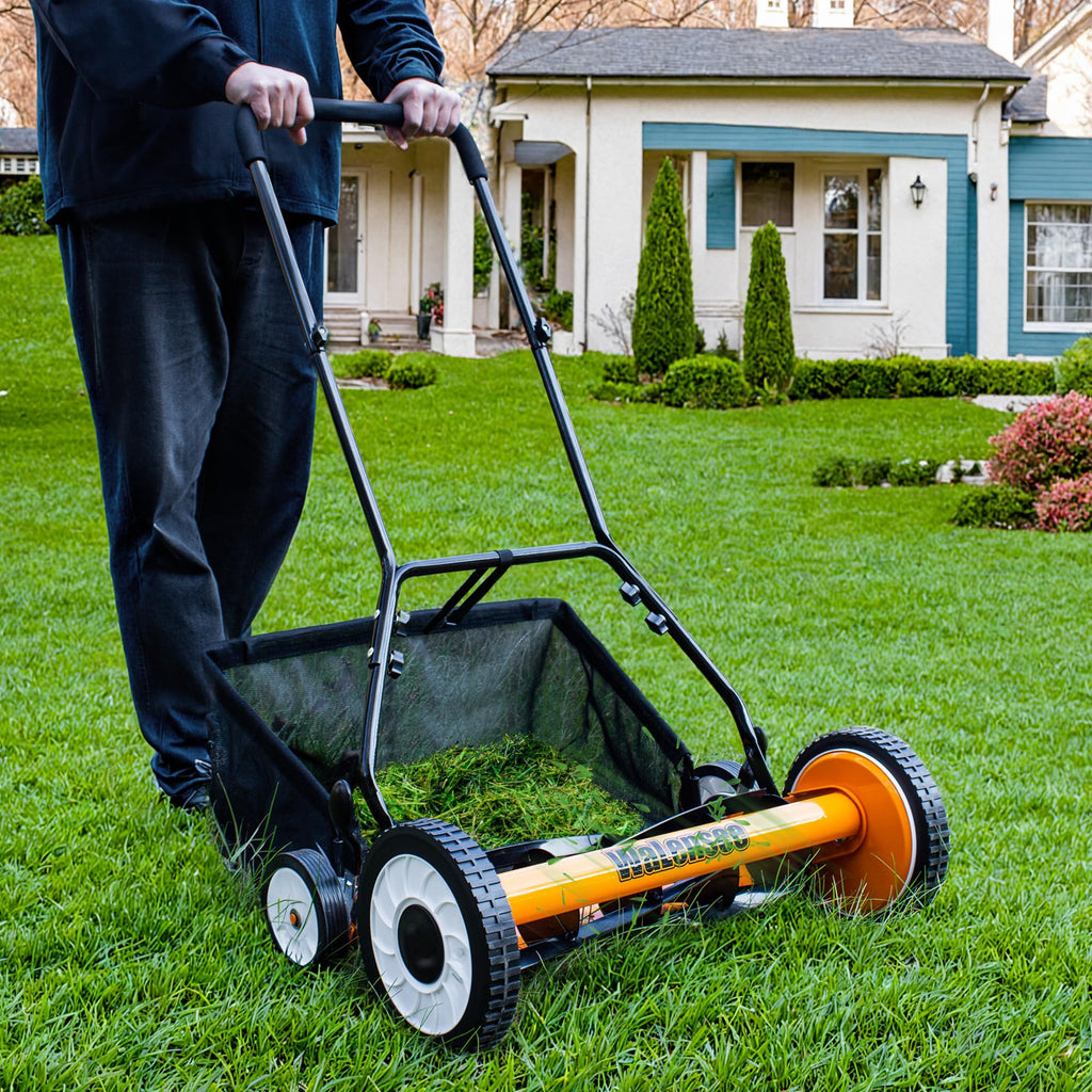 20-Inch 5-Blade Manual Reel Lawn Mower with Grass Catcher P5252