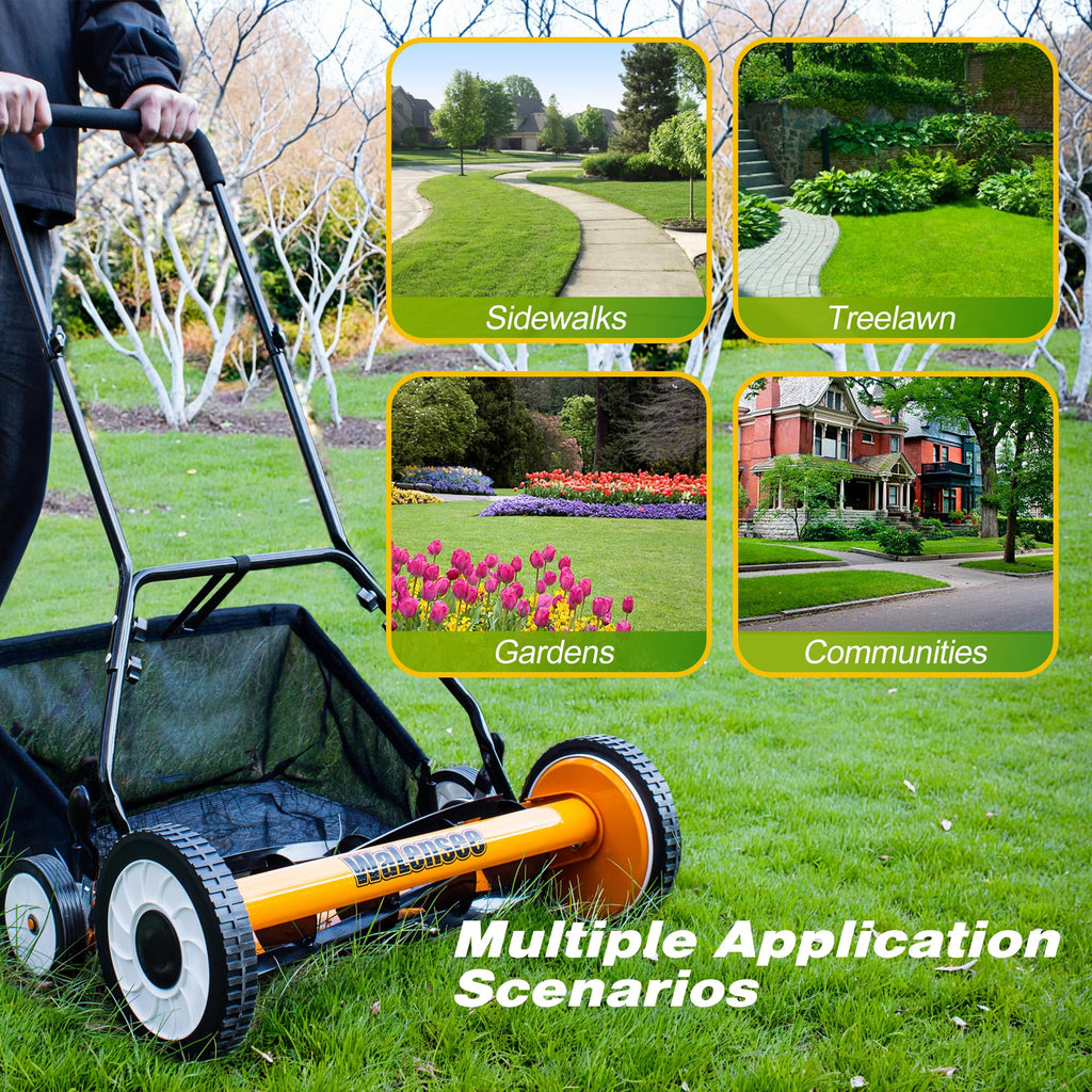 20-Inch 5-Blade Manual Reel Lawn Mower with Grass Catcher P5252