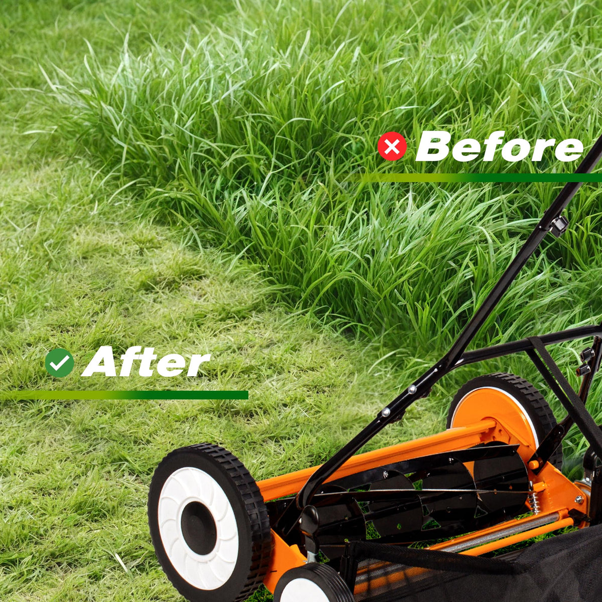 20-Inch 5-Blade Manual Reel Lawn Mower with Grass Catcher P5252